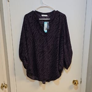 Lush XL Animal Print Purple Blouse